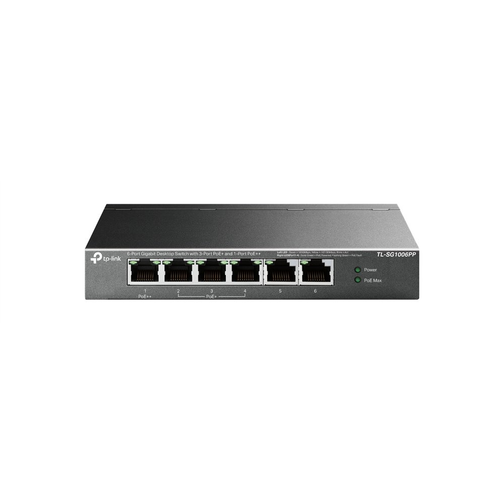 Tp-link tl-sg1006pp switch no administrado gigabit ethernet (10/100/1000) energía sobre ethernet (poe) gris
