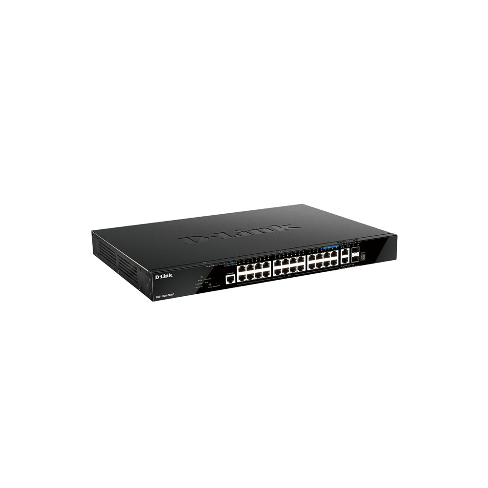 D-link dgs-1520-28mp/e switch gestionado l3 gigabit ethernet (10/100/1000) energã­a sobre ethernet (poe) 1u negro