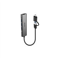 Lindy 43379 hub de interfaz usb 3.2 gen 1 (3.1 gen 1) type-a + type-c 5000 mbit/s gris