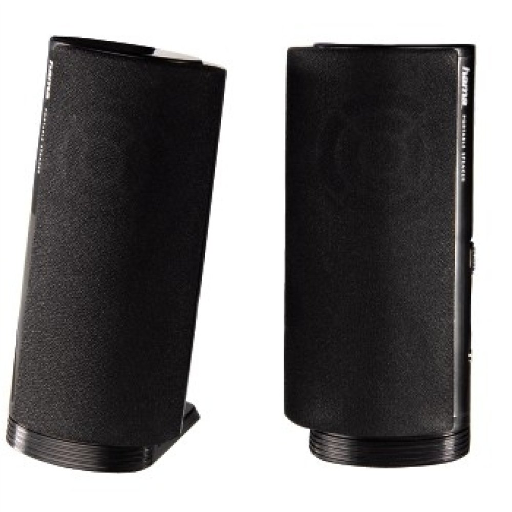 hama altavoz estéreo con conexión usb a y jack de 3,5mm, control de volumen integrado, color negro.