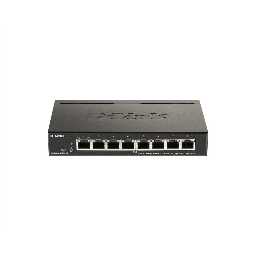 D-link dgs-1100-08pv2 gestionado l2/l3 gigabit ethernet (10/100/1000) energã­a sobre ethernet (poe) negro