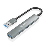 Aisens hub usb 3.0 aluminio, 1xusb3.0 a/h+3xusb2.0 a/h, gris, 10cm