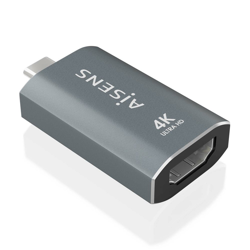 Aisens adaptador conversor aluminio usb-c a hdmu 4k@60hz, usb-c/m-hdmi/h, gris
