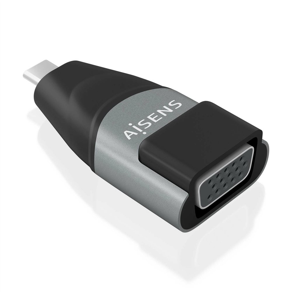 Aisens adaptador conversor aluminio usb-c a vga, usb-c/m-hdb15/h, gris