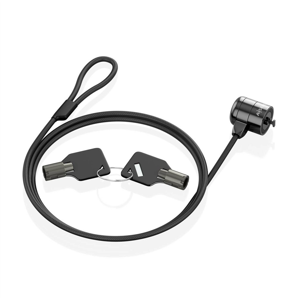 aisens cable de seguridad con cerradura de llave para ordenador, monitor, portátil 1.5m