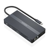 Aisens usb-c dock 12 en 1, usb-c a 2xhdmi, 1xdisplayport, 1xrj45, 4xusb-a, 1xusb-c, 1xusb-c pd, 1xsd, 1xmicro sd, gris, 20cm