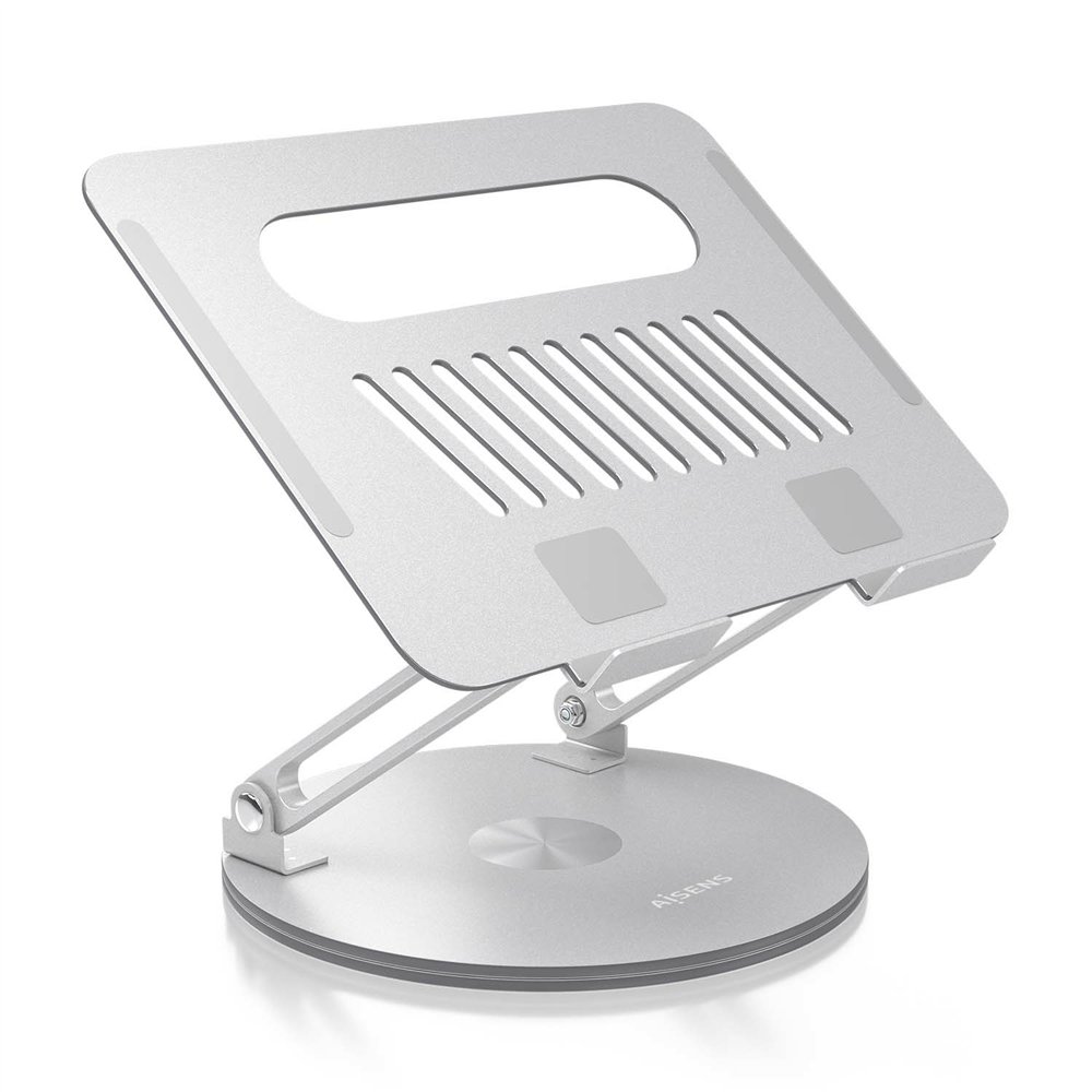 aisens soporte de sobremesa xl giratorio ajustable para portátil / tablet 10-17, plata