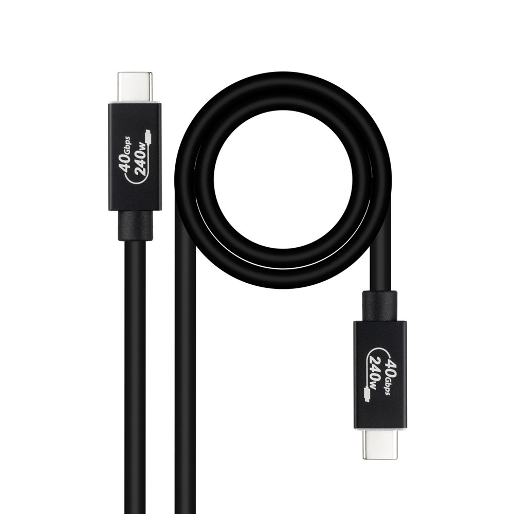 Nanocable cable usb 4 gen 3x2 40gbps 5a/240w, usb-c/m-usb-c/m, negro, 1 m