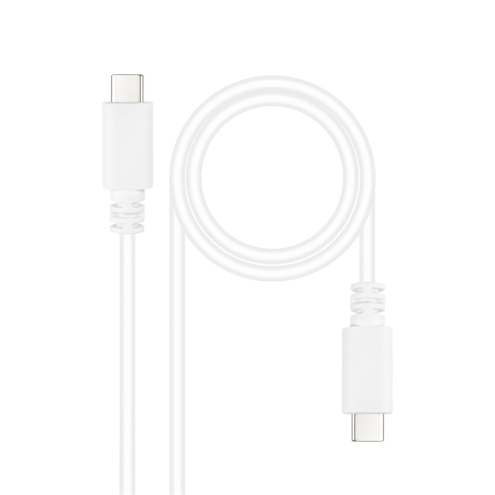 Nanocable cable usb 2.0 3a, tipo usb-c/m-usb-c/m, blanco, 1 m