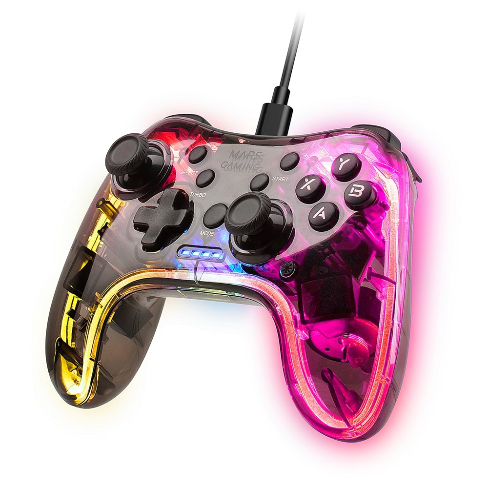 mars gaming mgpc mando y volante transparente usb gamepad android, mac, nintendo switch, pc, playstation 3