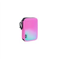 milan sunset plumier de 2 pisos con 2 gomas de borrar, sacapuntas, lapiz, boligrafo compact, regla, 12 lapices de colores y 18 r