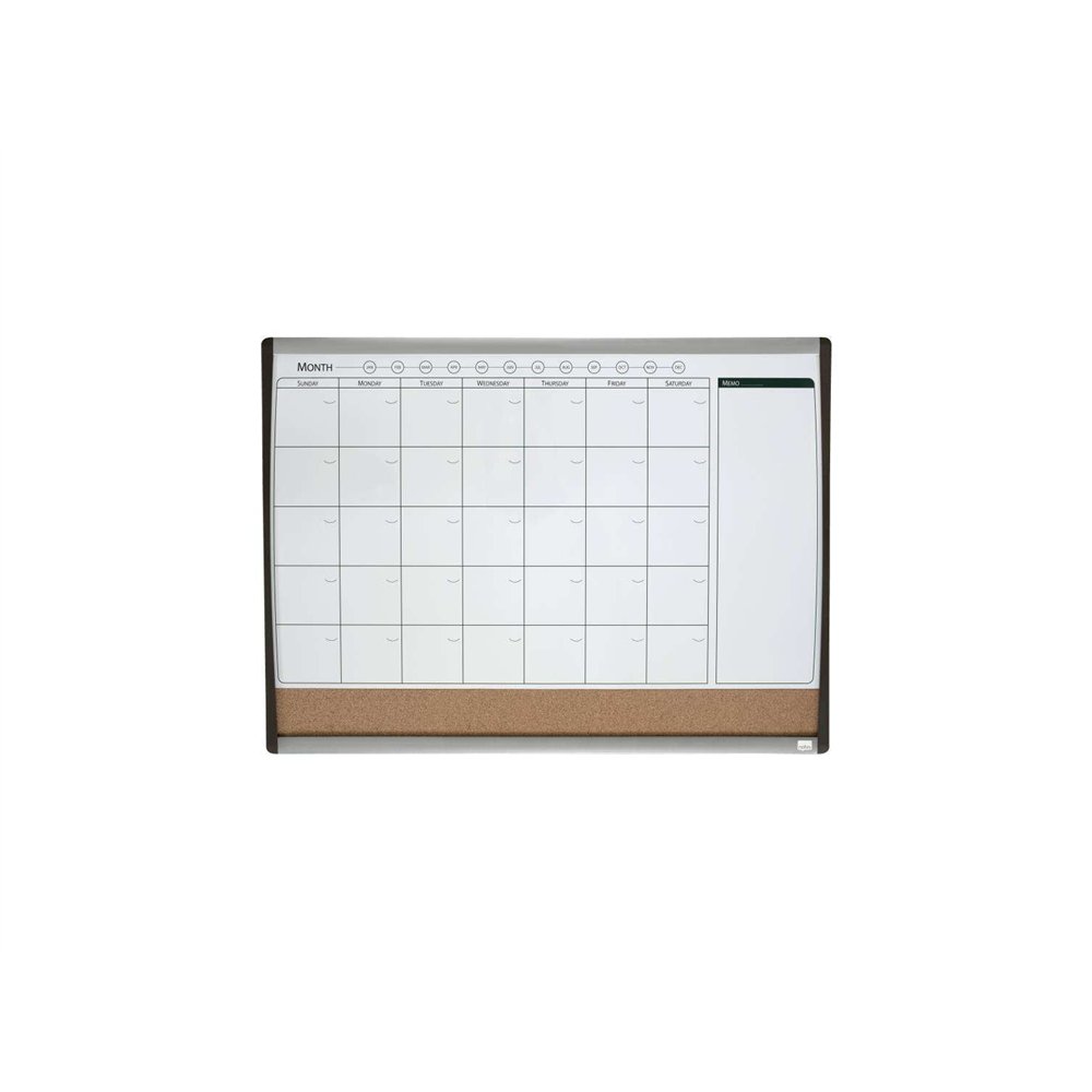 nobo planificador pizarra magnetica peque?a con tablero de anuncios de corcho 585x430mm - semanal y mensual - marco plateado y n