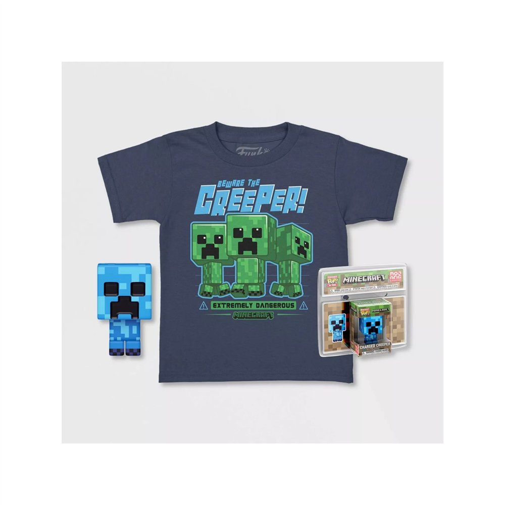 Pop & tee minecraft charged creeper funko + camiseta talla m