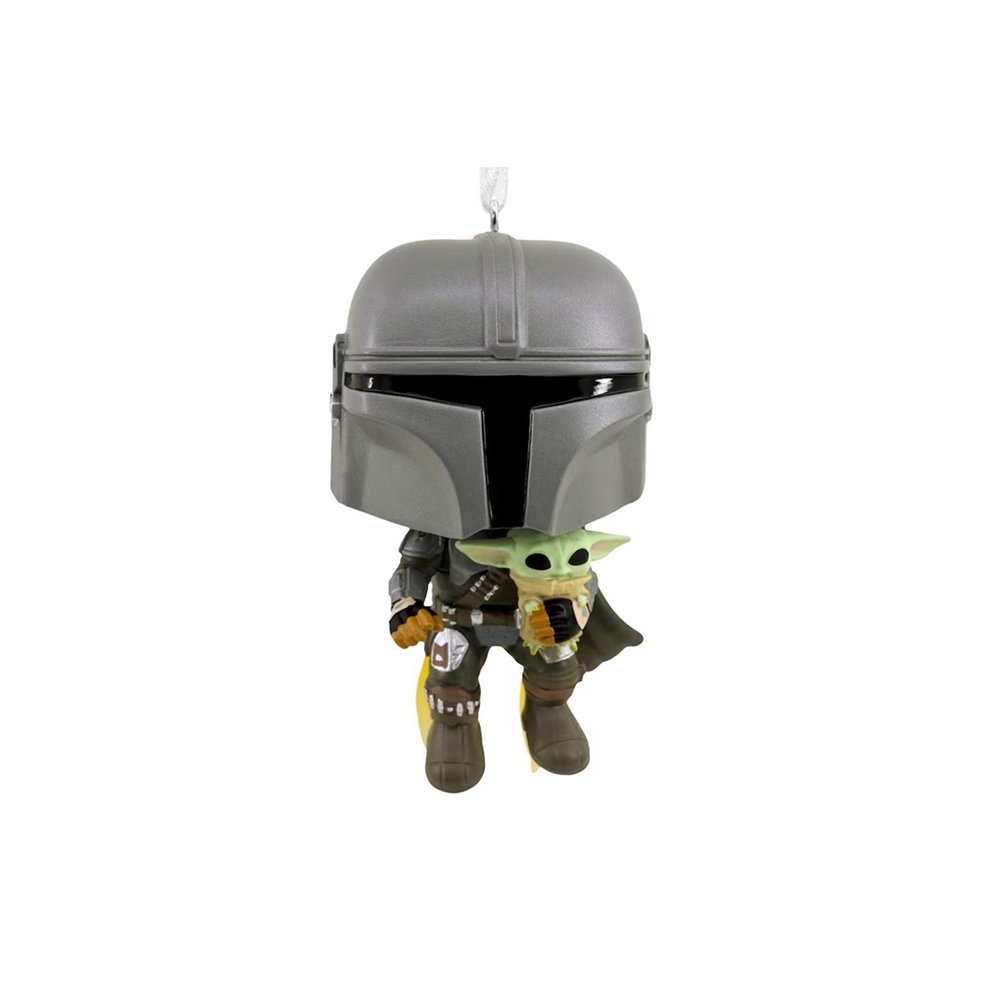Adorno de navidad funko star wars mandaloriano & grogu  figura de resina