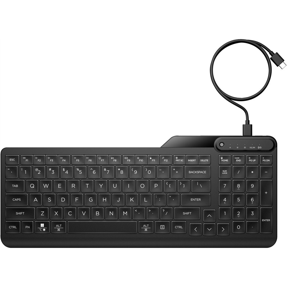 hp teclado con cable retroiluminado multidispositivo 405