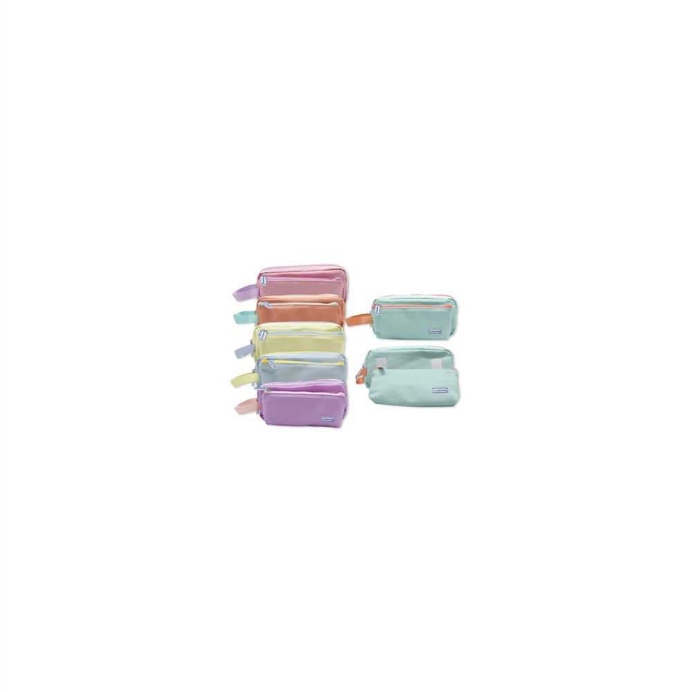 Portatodo tacto suave pastel doble c/asa colores surtidos lagart 329272