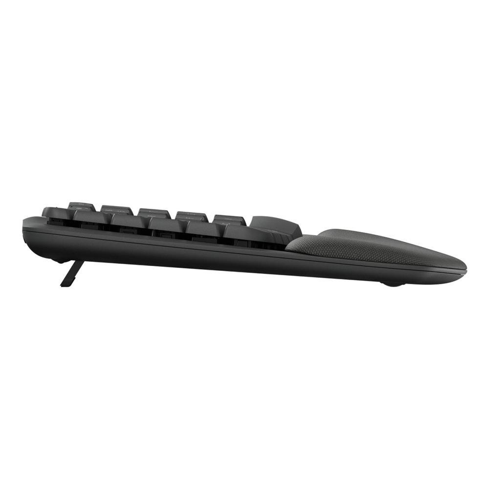logitech wave keys, teclado ergonómico inalámbrico con reposamanos acolchado, escritura cómoda y natural, easy-switch, bluetooth