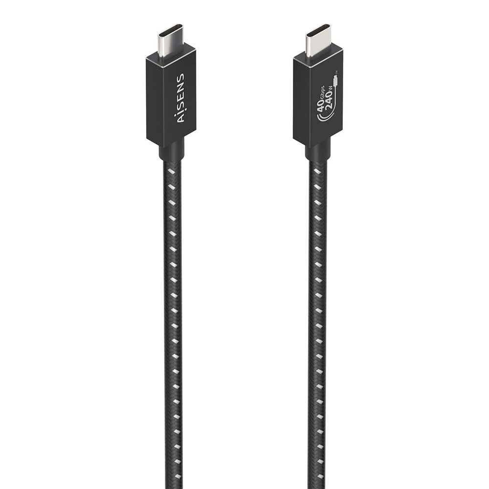 Aisens cable usb4 gen3x2 aluminio 40gbps 8k@60hz 5a 48v 240w e-mark, tipo usb-c/m-usb-c/m, negro, 0.5m