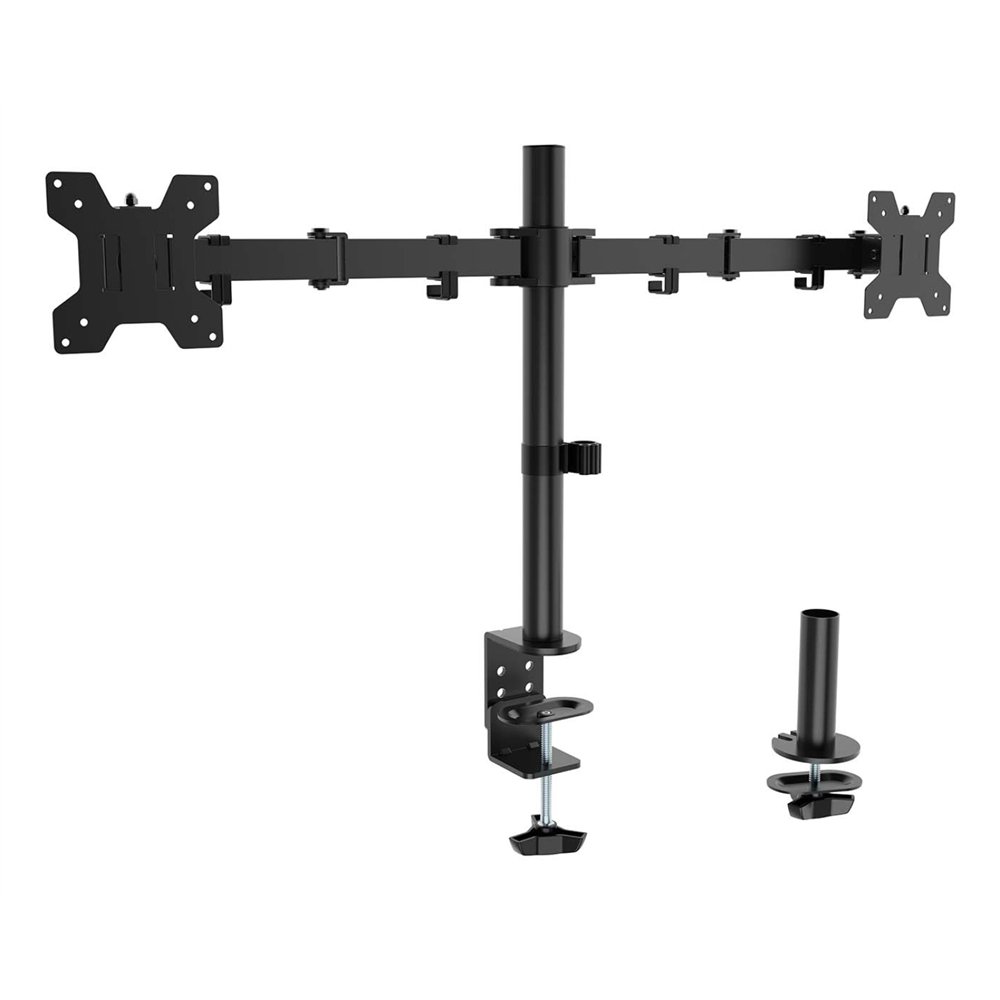 Aisens soporte de mesa eco giratorio e inclinable para monitor/tv 10kg (3 pivotes, 2 brazos) de 17-32, negro