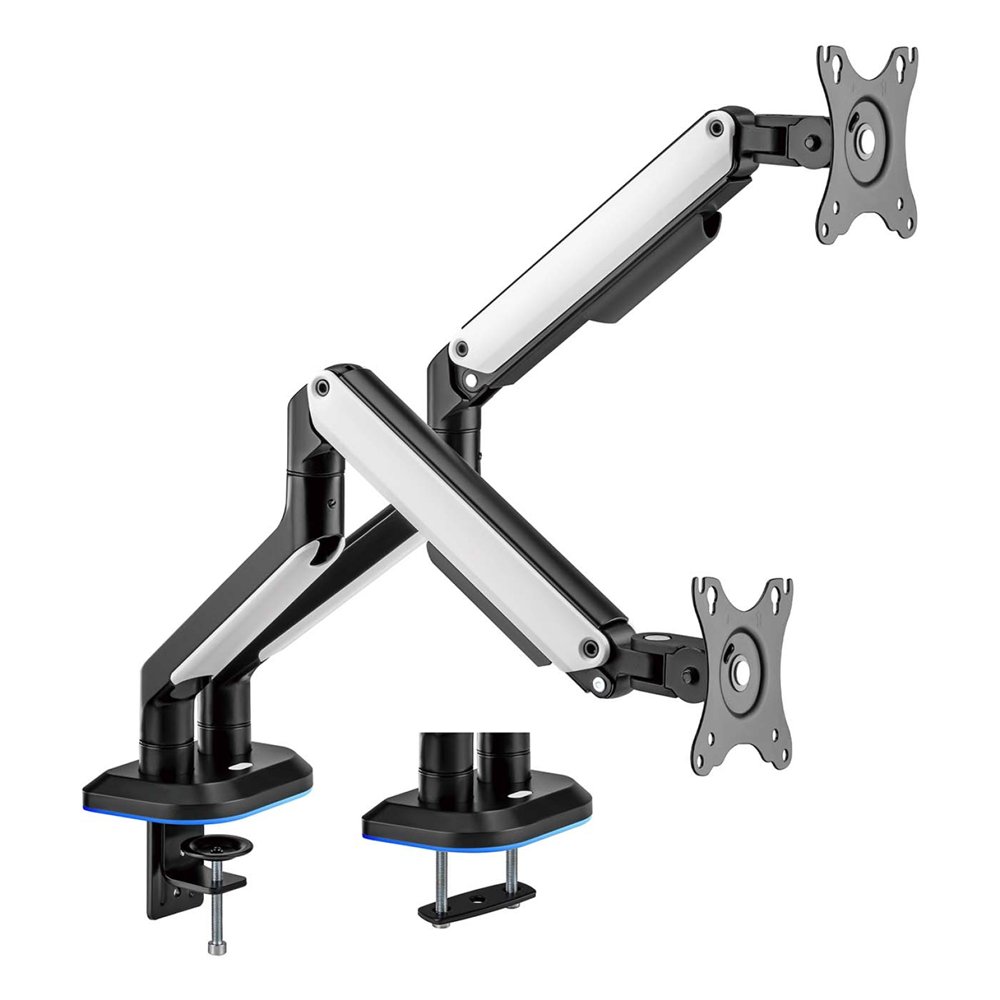 aisens soporte de mesa rgb gaming contrapeso giratorio e inclinable para monitor/tv 9kg (3 pivotes, 2 brazos) de 17-32, negro-bl