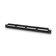 Aisens panel de parcheo de 24 puertos rj45 cat.6 utp, 19" 1u dual idc con gestion de cables, negro