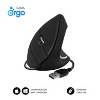 subblim ratón glide vertical ergo wired mouse black
