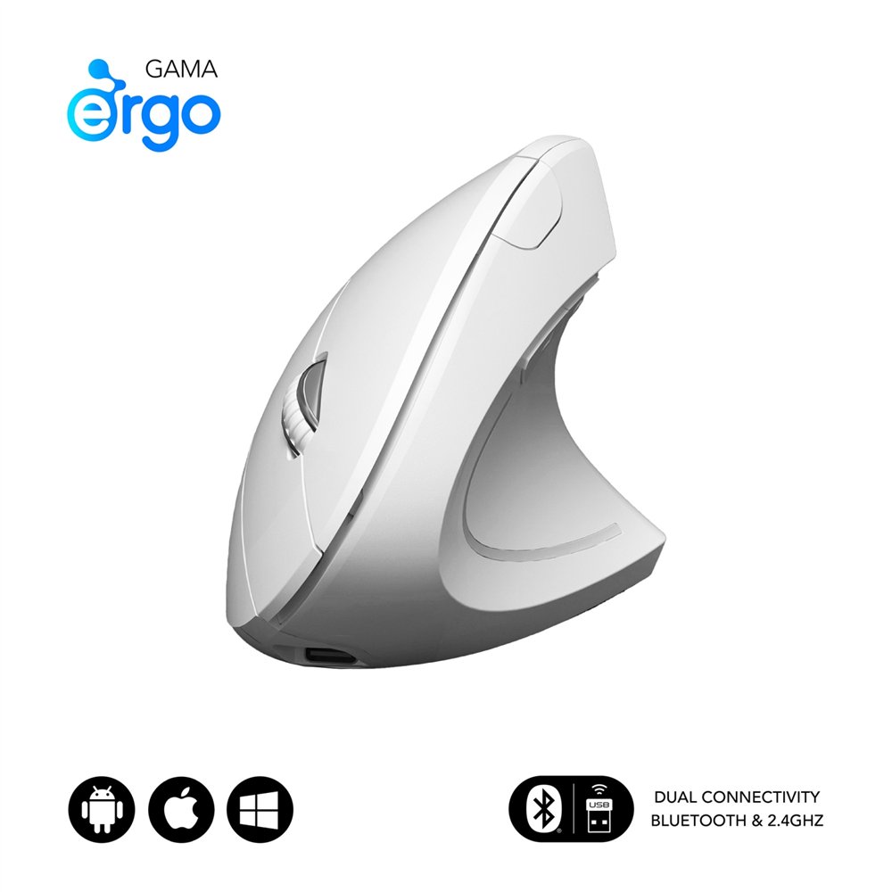 subblim ratón glide vertical ergo dual mouse battery white