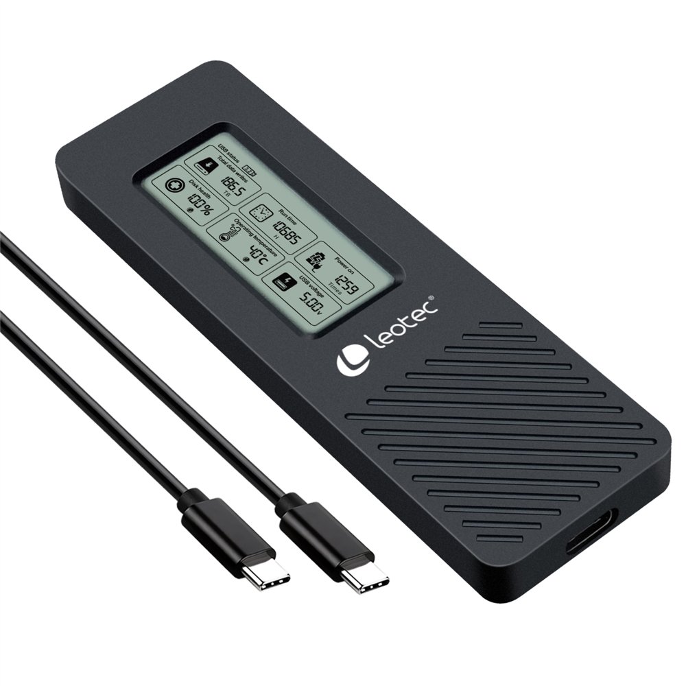 Leotec caja externa para discos m.2 nvme con panel lcd