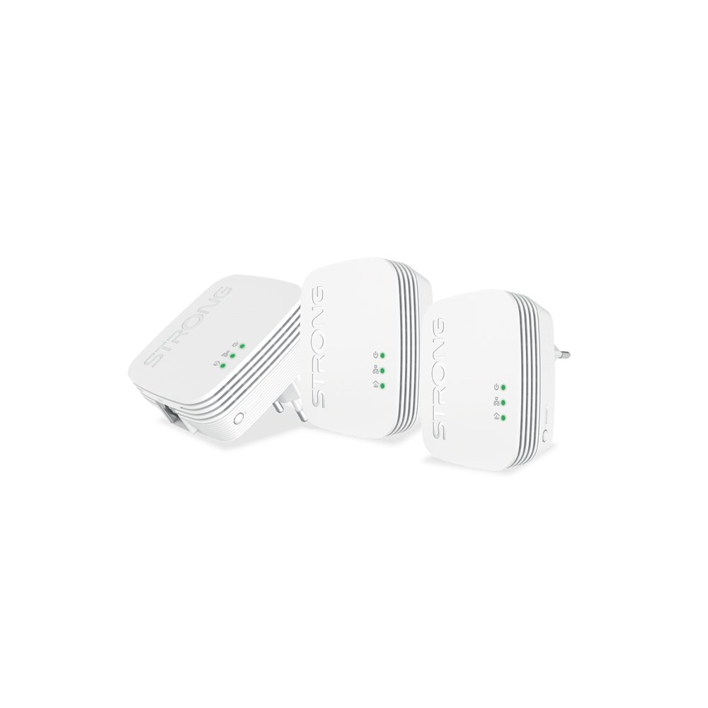 Strong powerline 600 triple pack mini 600 mbit/s ethernet blanco 3 pieza(s)