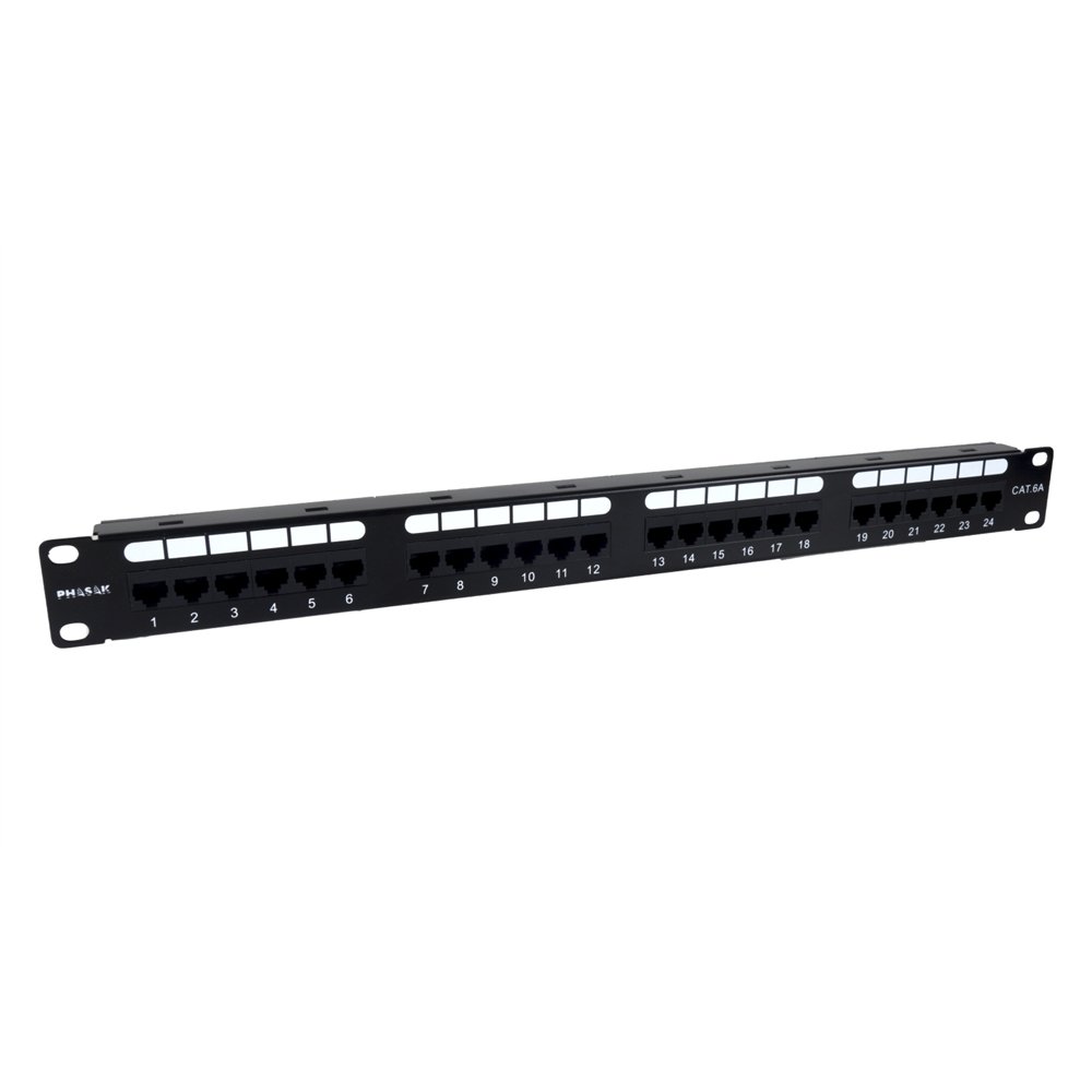 Phasak patch panel 19" 24p cat.6 utp rj45 dual 1u + organizador - pu 2424