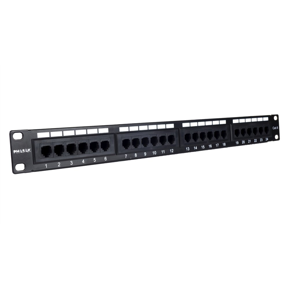 Phasak panel de transferencia 19" 24p cat.6 utp rj45 dual 1u - pu 2420