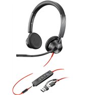 Poly auriculares estéreo blackwire 3325 con certificación microsoft teams usb-c + conector de 3,5 mm + adaptador usb-c/a