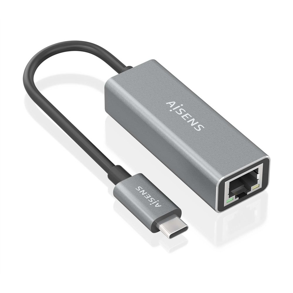 Aisens conversor usb3.1 gen1 usb-c a ethernet gigabit 10/100/1000 mbps, gris, 15cm