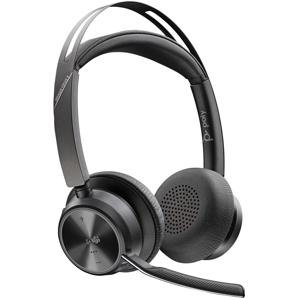 Poly auriculares voyager focus 2 usb-c-c con certificación microsoft teams + adaptador usb-c/a