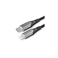 Vention cable usb 2.0 tipo-c lightning tachh/ usb tipo-c macho - lightning macho/ 2m/ gris y negro