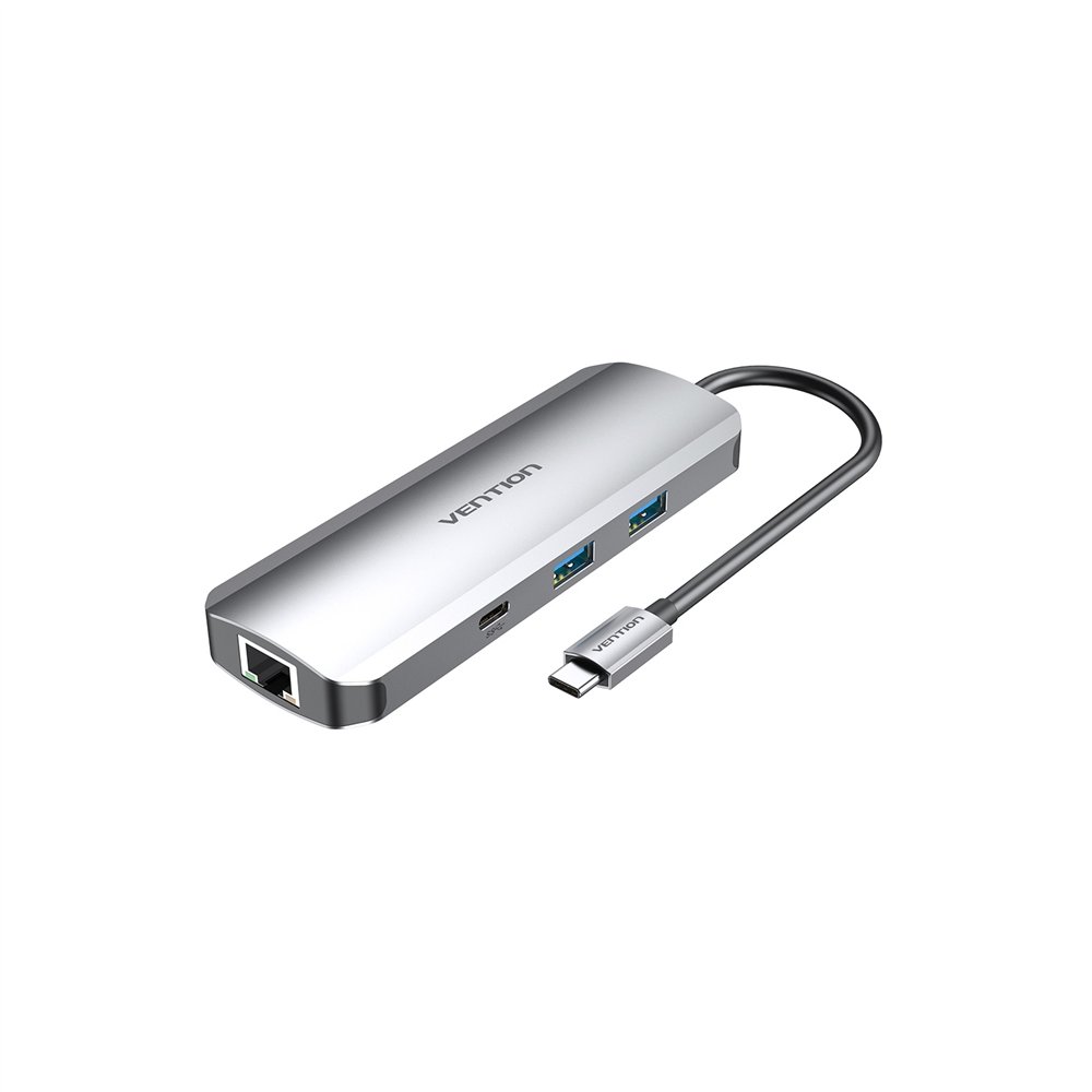 Vention docking usb tipo-c tomhb/ 1xhdmi/ 2xusb/ 1xusb tipo-c/ 1xusb tipo-c pd/ 1xrj45/ 1xlector tarjetas sd y microsd/ jack 3.5