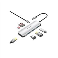 Vention docking usb tipo-c tojhb/ 1xhdmi/ 3xusb/ 1xusb tipo-c/ 1xlector tarjetas/ gris