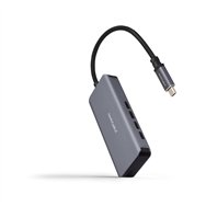 Nanocable hub usb-c macho a 4 x usb-c hembra, aluminio 10 cm, gris