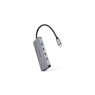 Nanocable hub usb-c macho a 4 x usb-c hembra + usb-c pd 100w, aluminio 10 cm, gris