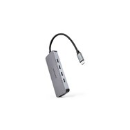 Nanocable hub usb-c macho a 4 x usb-c hembra + usb-c pd 100w, aluminio 10 cm, gris