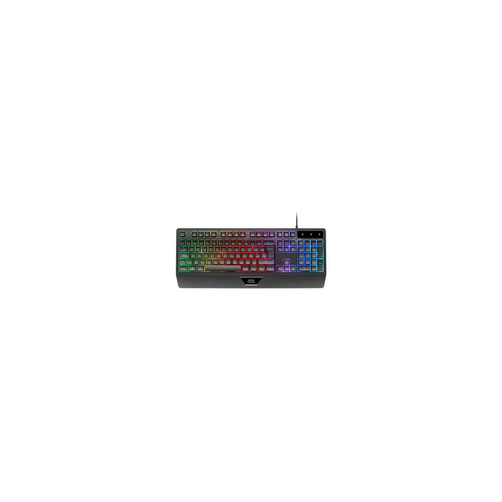 mars gaming mk124, teclado ergonómico h-mech, reposamuñecas integrado, iluminación frgb rainbow, teclado gaming antighosting ava