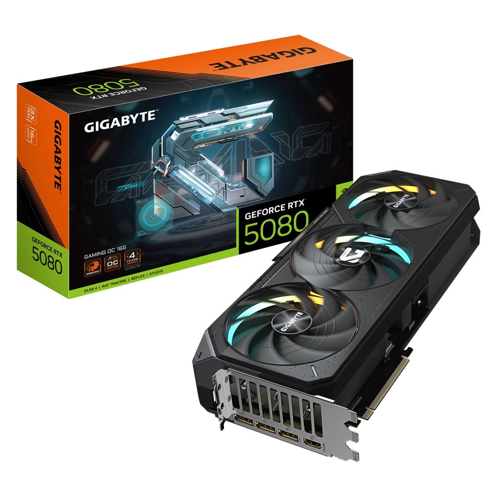 Gigabyte geforce rtx 5080 gaming oc 16g tarjeta gráfica - 16gb gddr7, 256 bits, pci-e 5.0, 2730mhz core clock, 3 x displayport, 