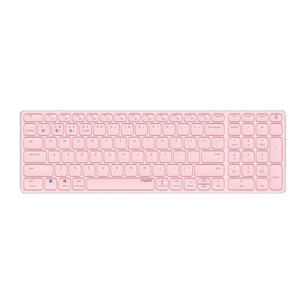 Rapoo e9700m teclado oficina rf wireless + bluetooth qwerty inglã©s internacional rosa
