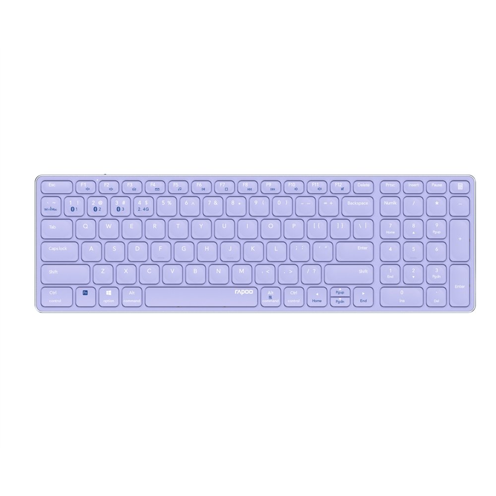 Rapoo e9700m teclado oficina rf wireless + bluetooth qwerty inglã©s internacional pãºrpura