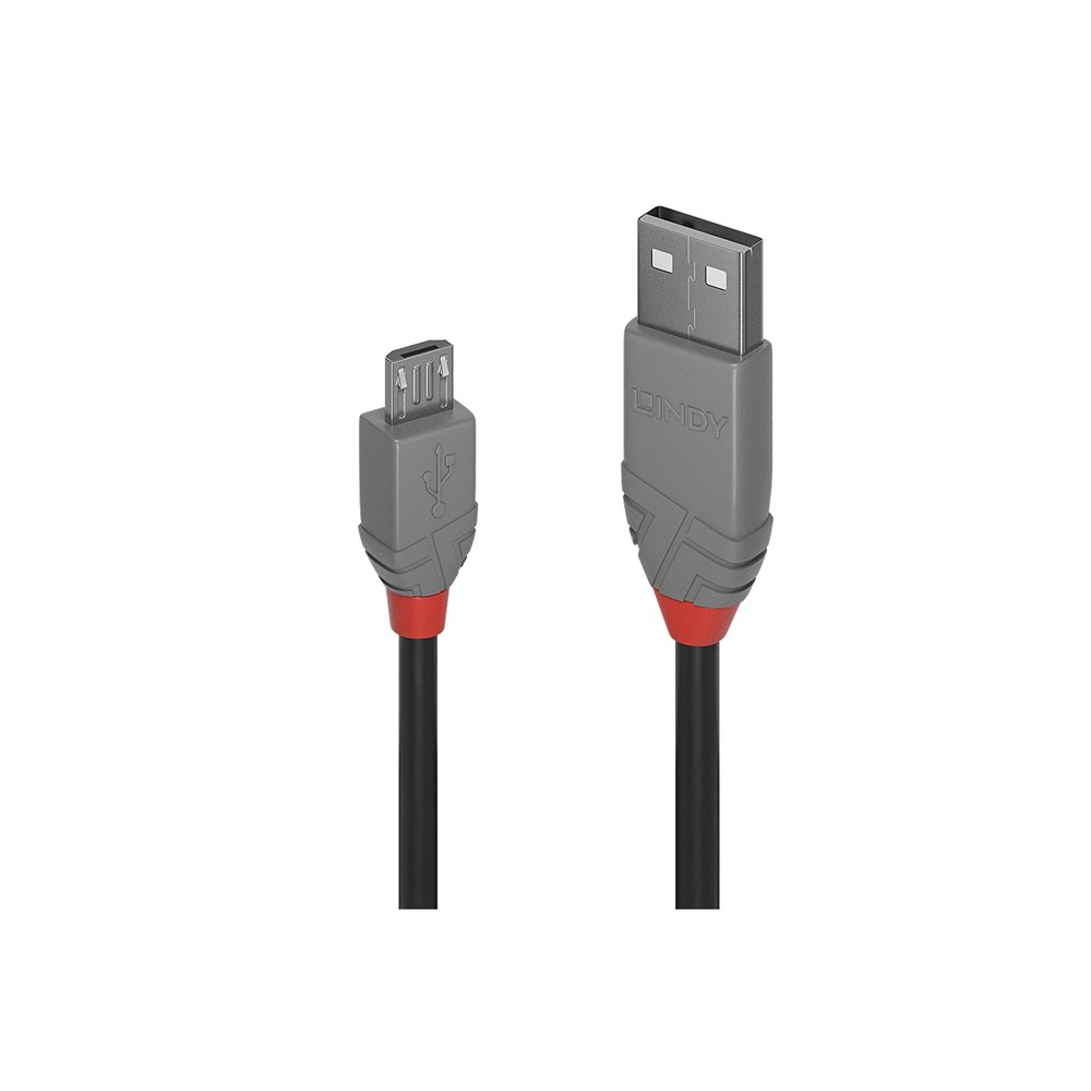 Lindy 36730 cable usb usb 2.0 0,2 m usb a micro-usb b negro, gris