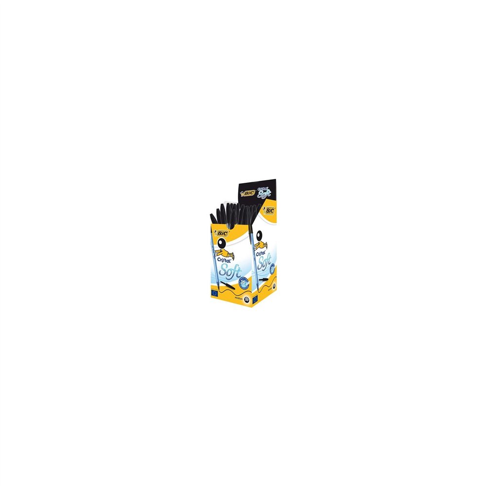 BIC Cristal Soft Negro Bolígrafo Medio 50 pieza(s)