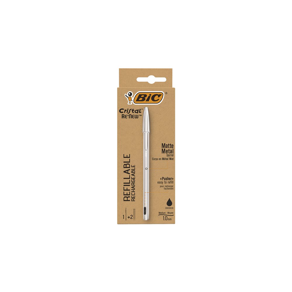 Bic cristal renew negro bolígrafo 1 pieza(s)
