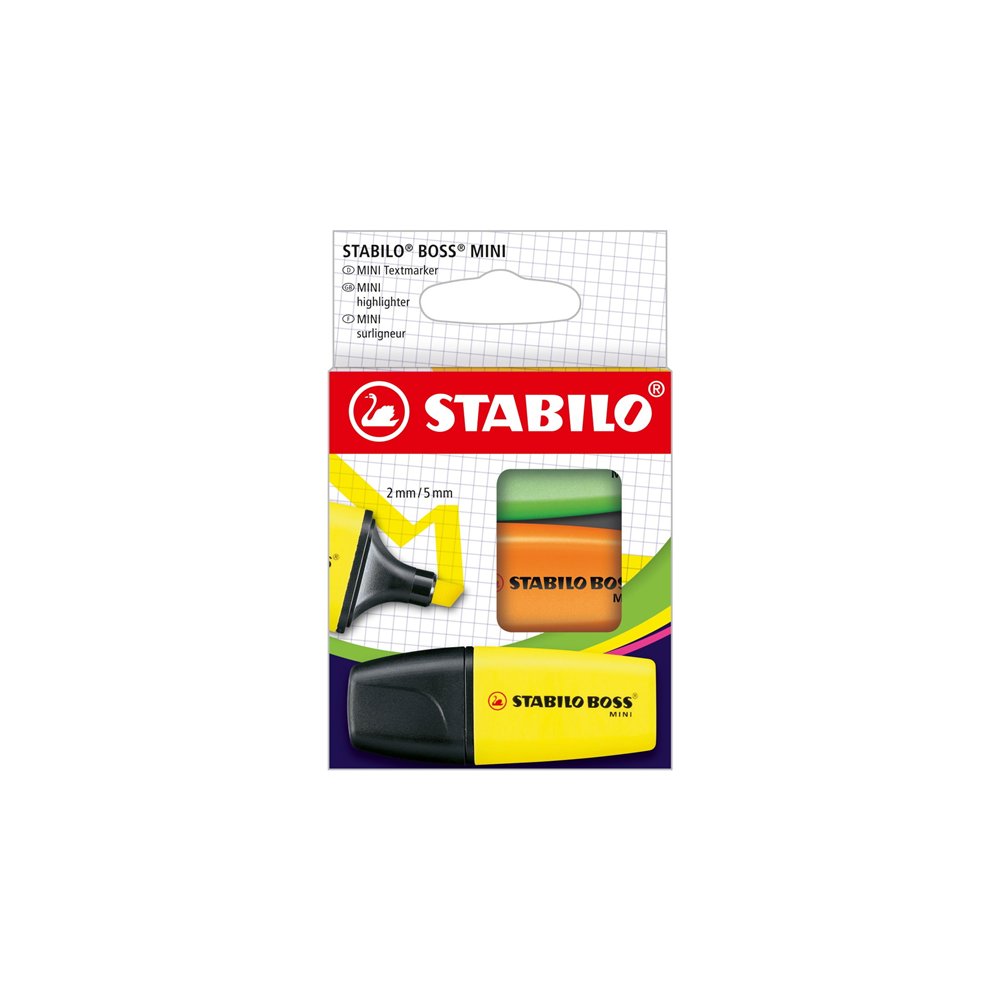 Stabilo boss mini marcador 3 pieza(s) punta de cincel verde, naranja, amarillo