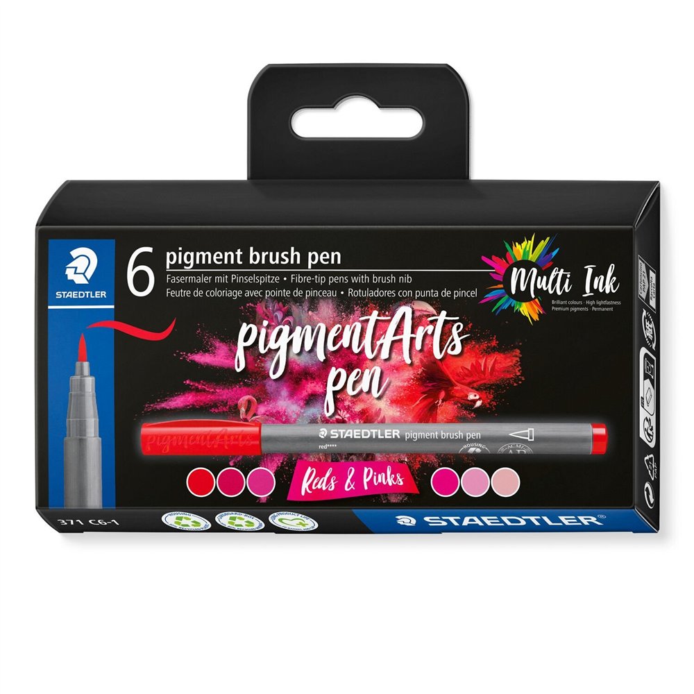 Staedtler pigment arts brush pen reds & pinks rotulador rosa, rojo 6 pieza(s)