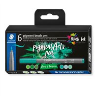 Staedtler pigment arts brush pen greens & turquoises rotulador verde, turquesa 6 pieza(s)